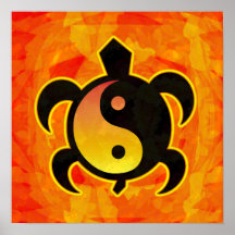 Poster da tartaruga de Yin Yang do ouro