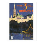 Poster das viagens vintage de Budapest Cartao Postal