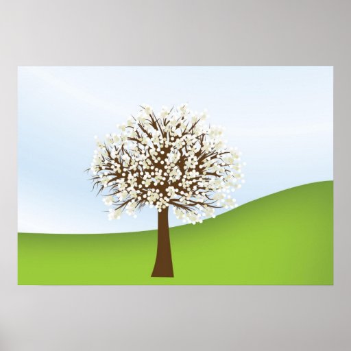 Poster de florescência branco da árvore