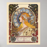 Poster de Nouveau da arte de Mucha - zodíaco - pen