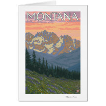 Poster de viagens de FlowersMontanaVintage do prim Cartao