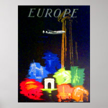 Poster de viagens do art deco de Europa