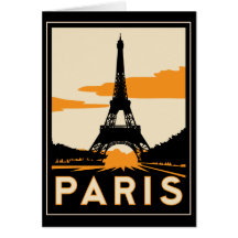 poster de viagens retro do art deco de Paris Cartoes