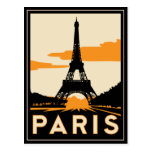 poster de viagens retro do art deco de Paris Cartões Postais
