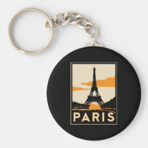 poster de viagens retro do art deco de Paris Chaveiro