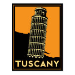 Poster de viagens retro do art deco de Toscânia It Cartões Postais