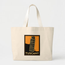 Poster de viagens retro do art deco de Toscânia It Bolsa Para Compras