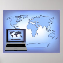 Poster do impressão do mapa do mundo do computador