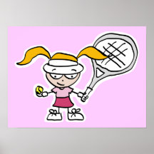 Poster do tênis com desenhos animados do jogador d