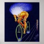 Poster elétrico do ciclista do vintage