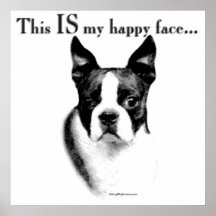 Poster feliz da cara de Boston Terrier