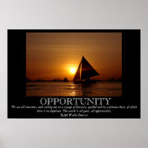 Poster inspirador do veleiro do por do sol da opor