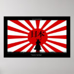 Poster JAPONÊS da arte da bandeira do guerreiro