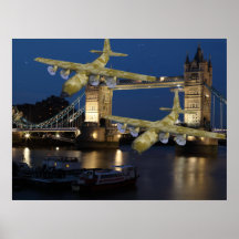 Poster perigoso de Fliyng da ponte de Londres
