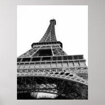 Poster preto e branco da torre Eiffel