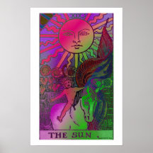 Poster psicadélico do cartão de The Sun Tarot