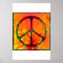 poster psicadélico do sinal de paz