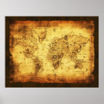 Poster rústico do mapa de Velho Mundo