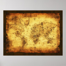 Poster rústico do mapa de Velho Mundo