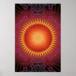 Poster: Sun psicadélico: Design espiral do Fractal
