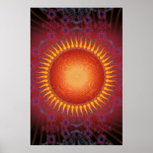 Poster: Sun psicadélico: Design espiral do Fractal