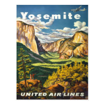 Posters americanos das viagens vintage de Yosemite Cartão Postal