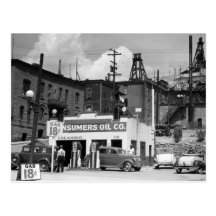 Posto de gasolina velho, os anos 30 cartoes postais
