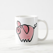 Pouco rosa Piggie dos desenhos animados Canecas