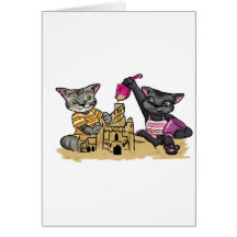 Praia de Kittyland do castelo da areia @ Cartao