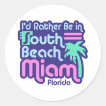 Praia sul Miami Adesivo Redondo