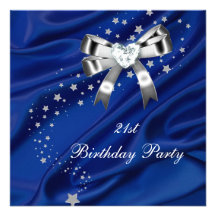 Prata do azul do partido de aniversário de 21 anos convite personalizados