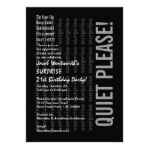 Prata W1923 moderno do preto do aniversário de 21  Convite Personalizados