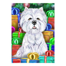 Presentes abertos do Natal de Westie Convite