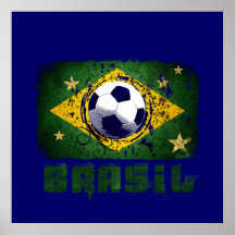 Presentes da bandeira do futebol de Brasil do Grun Posters