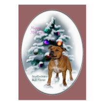 Presentes do Natal de Staffordshire bull terrier Cartões De Visita