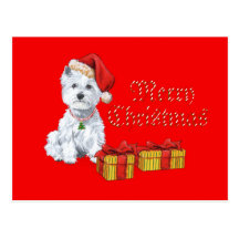 Presentes do Natal de Terrier branco de montanhas  Cartões Postais