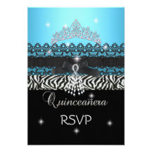 Preto azul do 15o aniversário de Quinceanera da ze Convites Personalizados