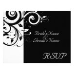 Preto +Casamento reverso branco do redemoinho que  Convites Personalizados