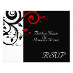 Preto +Casamento vermelho branco do redemoinho que Convites Personalizado