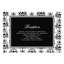 Preto com o cartão elegante da recepção do damasco convite personalizado