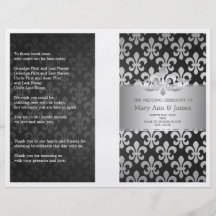 Preto da flor de lis do programa do casamento panfleto personalizado