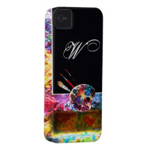 Preto do MONOGRAMA da PALETA de COR do ARTISTA Capa De iPhone 4 Case-Mate
