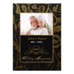 Preto e aniversário de casamento do damasco 50th d convite personalizados