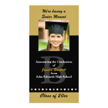Preto e anúncio da graduação do ouro cartões com fotos personalizados