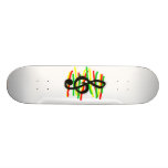 Preto gráfico do Clef de triplo com verde amarelo  Skate