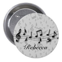Preto personalizado e notas musicais cinzentas boton