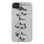 Preto personalizado e notas musicais cinzentas capa de iPhone 4 Case-Mate