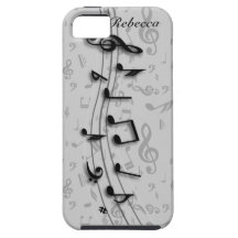 Preto personalizado e notas musicais cinzentas capa de iPhone 5 Case-Mate