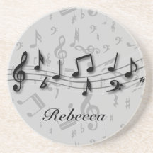 Preto personalizado e notas musicais cinzentas porta-copo