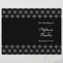 Preto + programa branco do casamento no inverno do modelo de panfleto